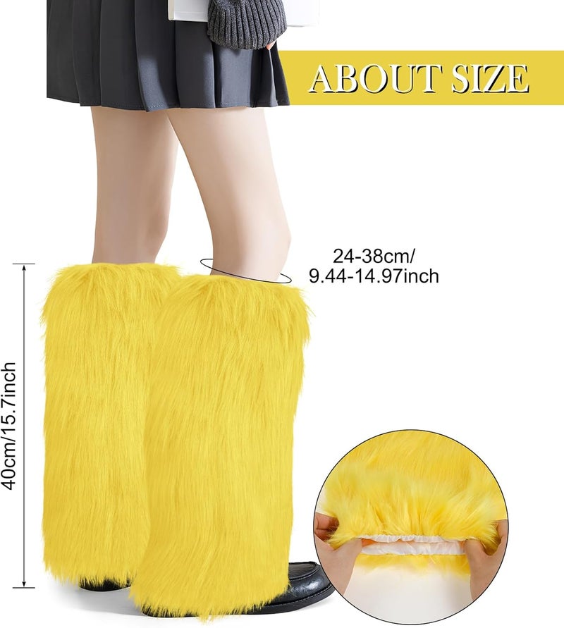 XEPST Faux Fur Fuzzy Leg Warmers Furry Boot Covers for Women, Warm Fuzzy Boot Cuff Boot Sleeves Leg Warmers for Party Costume - Image 2